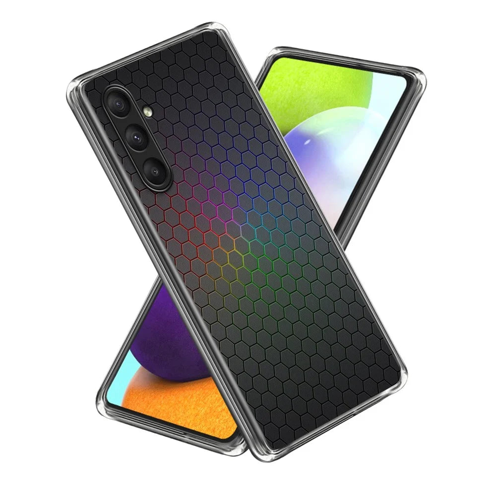 For Samsung Galaxy A25 5G (Global) (161.0 x 76.5 x 8.3mm) Case Shock-Absorbent TPU Pattern Printed Phone Cover - Colorful Honeycomb - 1