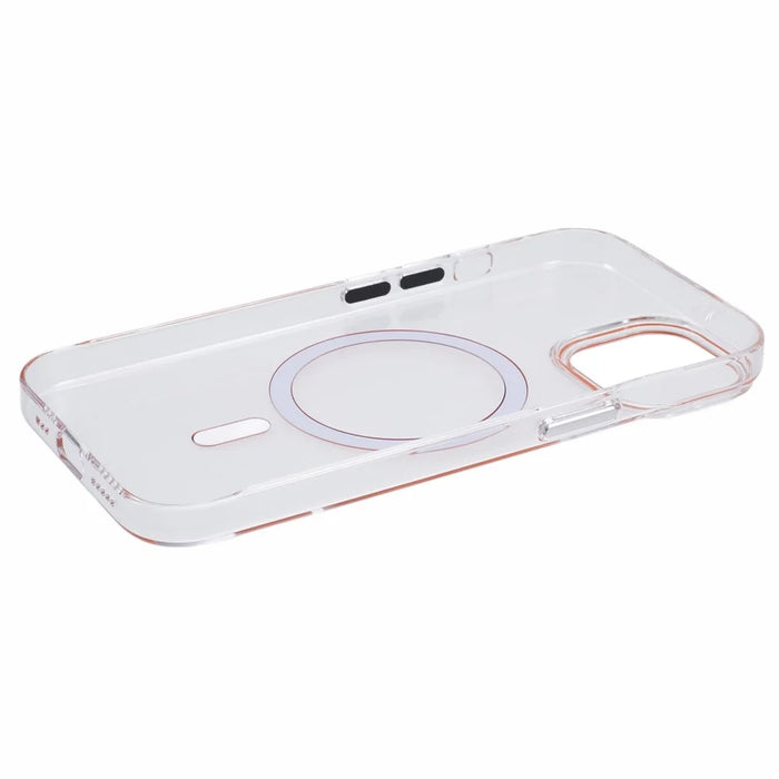 For iPhone 13 Magnetic Phone Case Thickened Hard PC Cover with Metal Buttons - Orange - 5