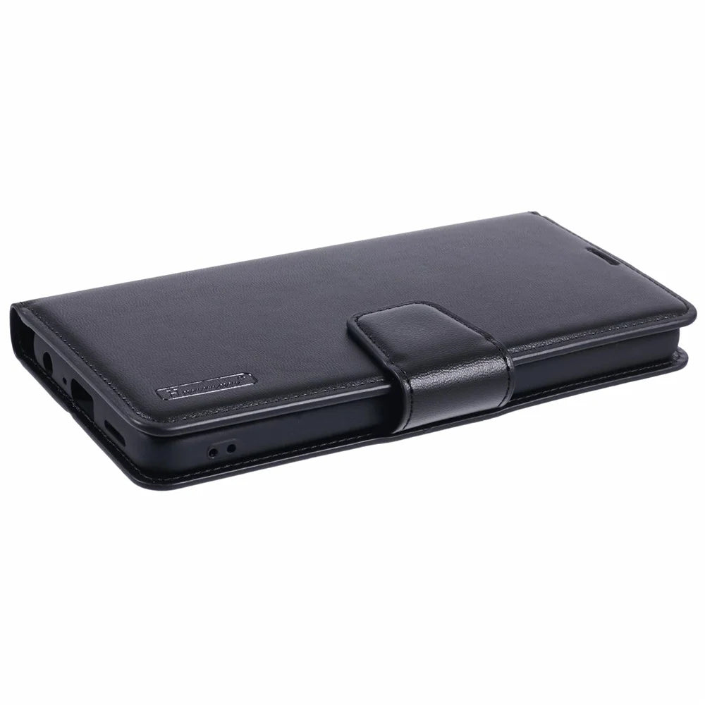 HANMAN Mill Series Phone Cover for Realme 12 Pro 5G / 12 Pro+ 5G Wallet Phone Case PU Leather Stand Shell - Black - 5