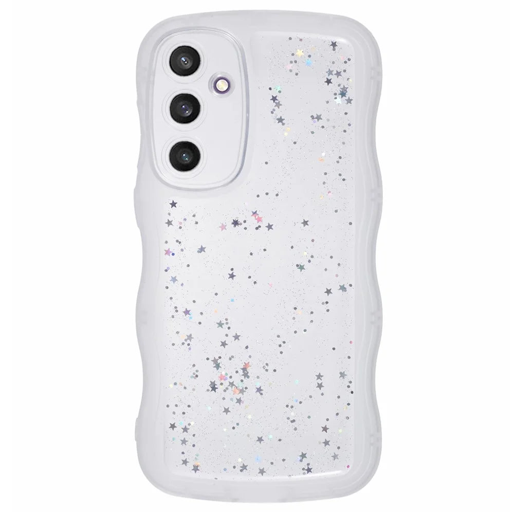JTW Series for Samsung Galaxy S23 FE Case Epoxy Design Wavy Edge TPU Phone Cover - Transparent White - 1