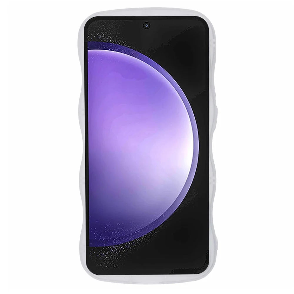 JTW Series for Samsung Galaxy S23 FE Case Epoxy Design Wavy Edge TPU Phone Cover - Transparent White - 2