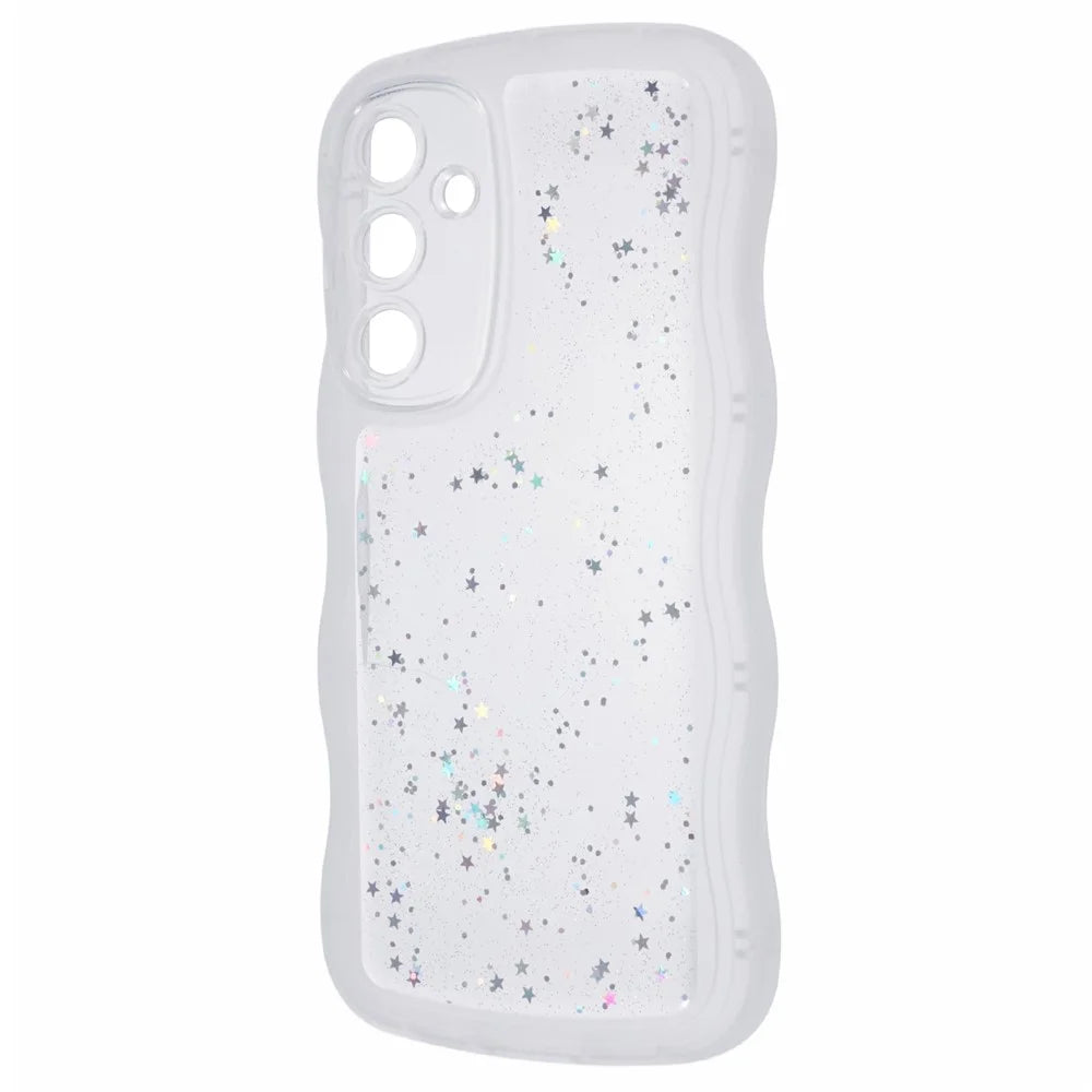 JTW Series for Samsung Galaxy S23 FE Case Epoxy Design Wavy Edge TPU Phone Cover - Transparent White - 3