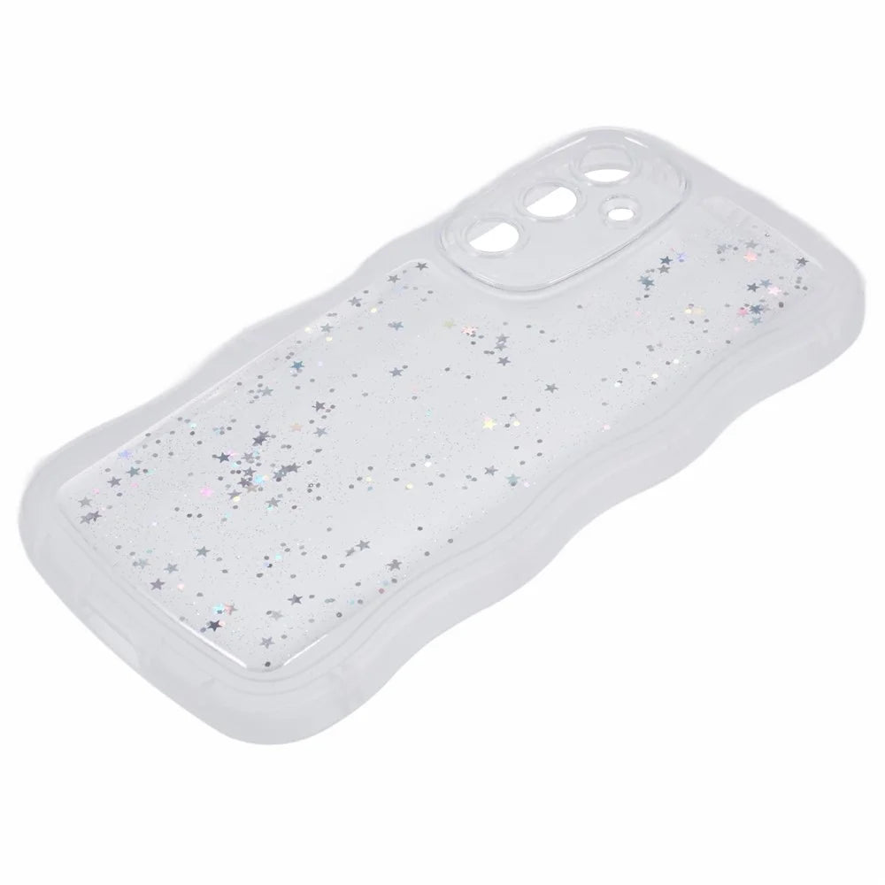 JTW Series for Samsung Galaxy S23 FE Case Epoxy Design Wavy Edge TPU Phone Cover - Transparent White - 4