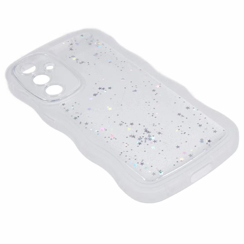 JTW Series for Samsung Galaxy S23 FE Case Epoxy Design Wavy Edge TPU Phone Cover - Transparent White - 5