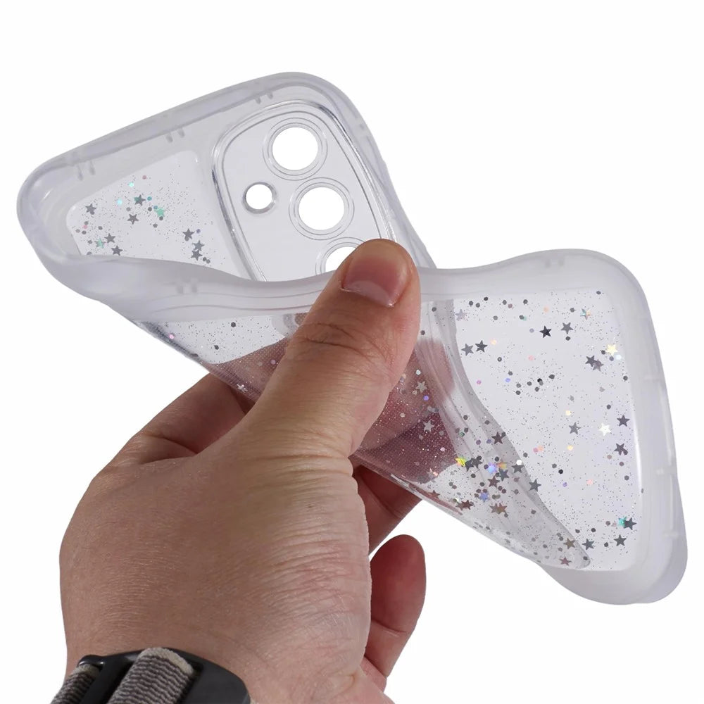 JTW Series for Samsung Galaxy S23 FE Case Epoxy Design Wavy Edge TPU Phone Cover - Transparent White - 6