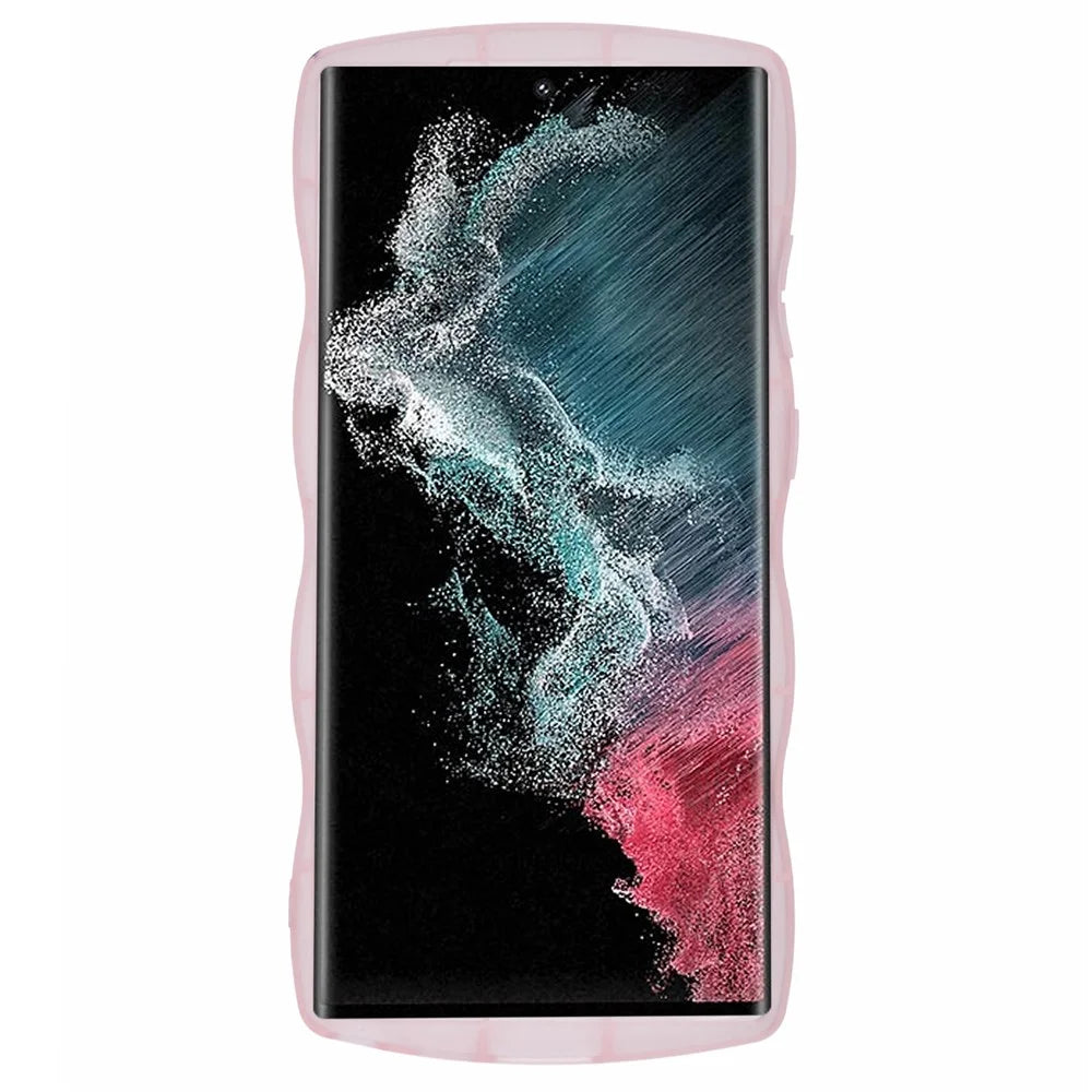 JTW Series for Samsung Galaxy S22 Ultra 5G Cell Phone Case TPU Glitter Sparkle Wavy Edge Cover - Transparent Pink - 2