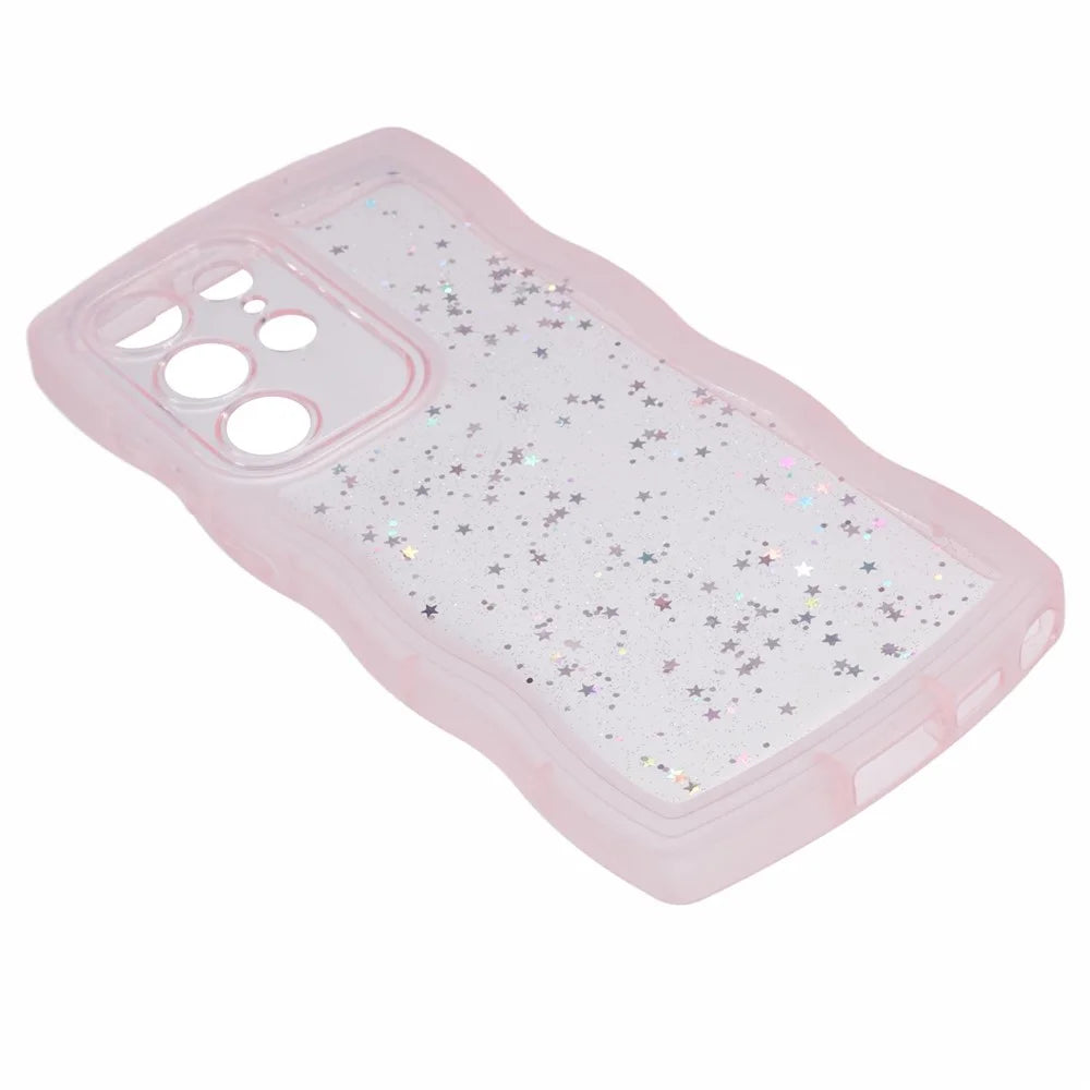 JTW Series for Samsung Galaxy S23 Ultra Case Wavy Edge Epoxy TPU Phone Case - Transparent Pink - 5