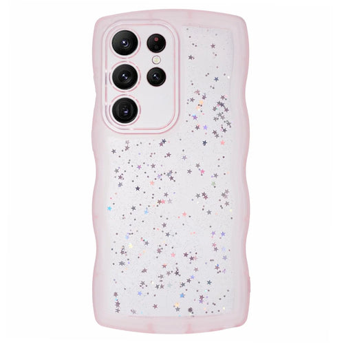 JTW Series for Samsung Galaxy S24 Ultra Slim Case Wavy Edge Epoxy TPU Phone Cover - Transparent Pink - 1