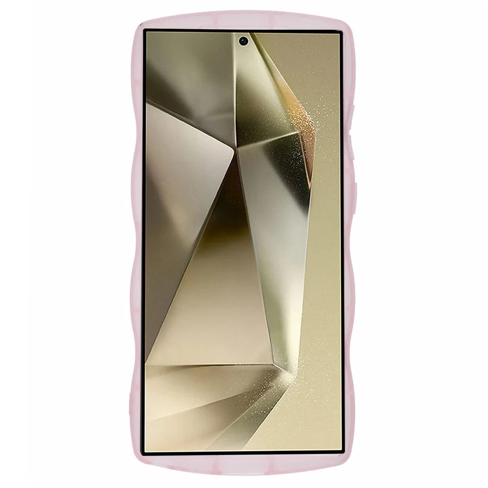 JTW Series for Samsung Galaxy S24 Ultra Slim Case Wavy Edge Epoxy TPU Phone Cover - Transparent Pink - 2