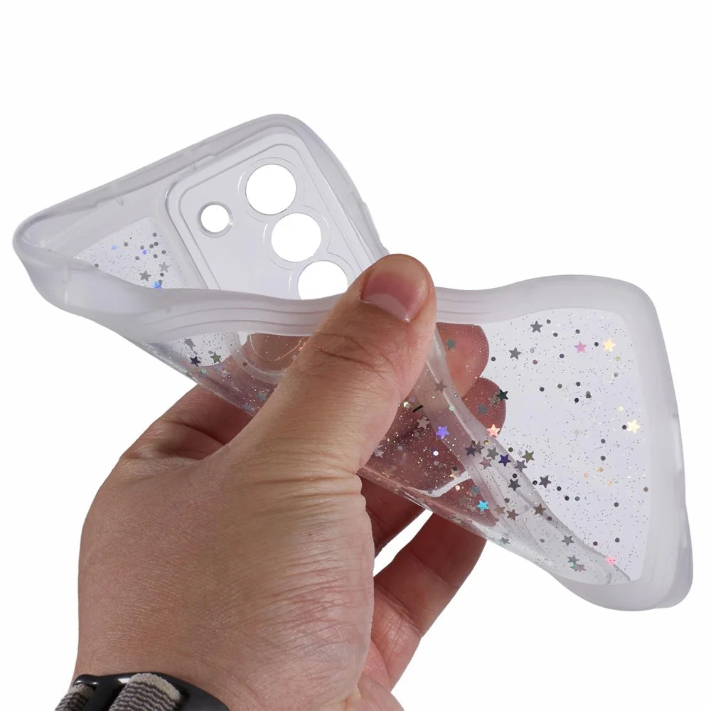 JTW Series for Samsung Galaxy S22+ 5G Wavy Edge TPU Case Anti-Drop Epoxy Phone Cover - Transparent White - 6