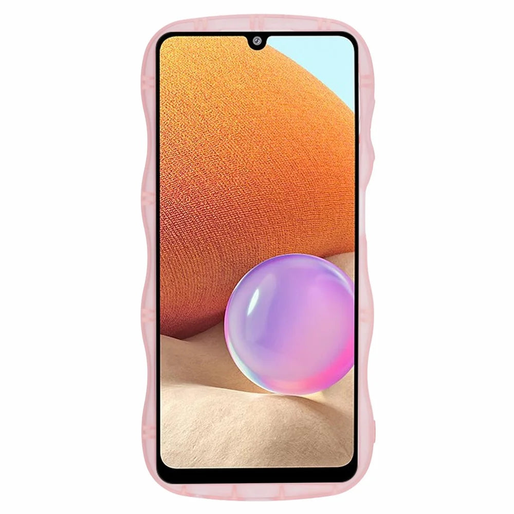 JTW Series for Samsung Galaxy A33 5G TPU Case Wavy Edge Glitter Stars Back Phone Cover - Transparent Pink - 2