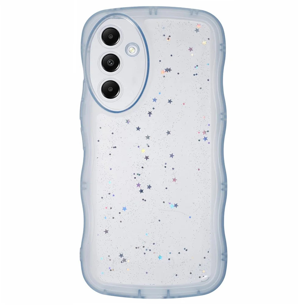 JTW Series for Samsung Galaxy A54 5G TPU Case Anti-scratch Epoxy Wavy Edge Back Phone Cover - Transparent Blue - 1