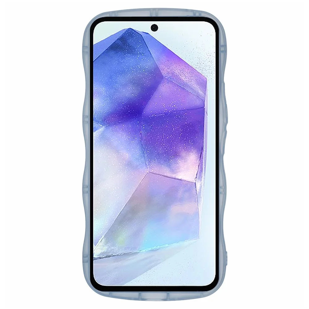 JTW Series for Samsung Galaxy A54 5G TPU Case Anti-scratch Epoxy Wavy Edge Back Phone Cover - Transparent Blue - 2