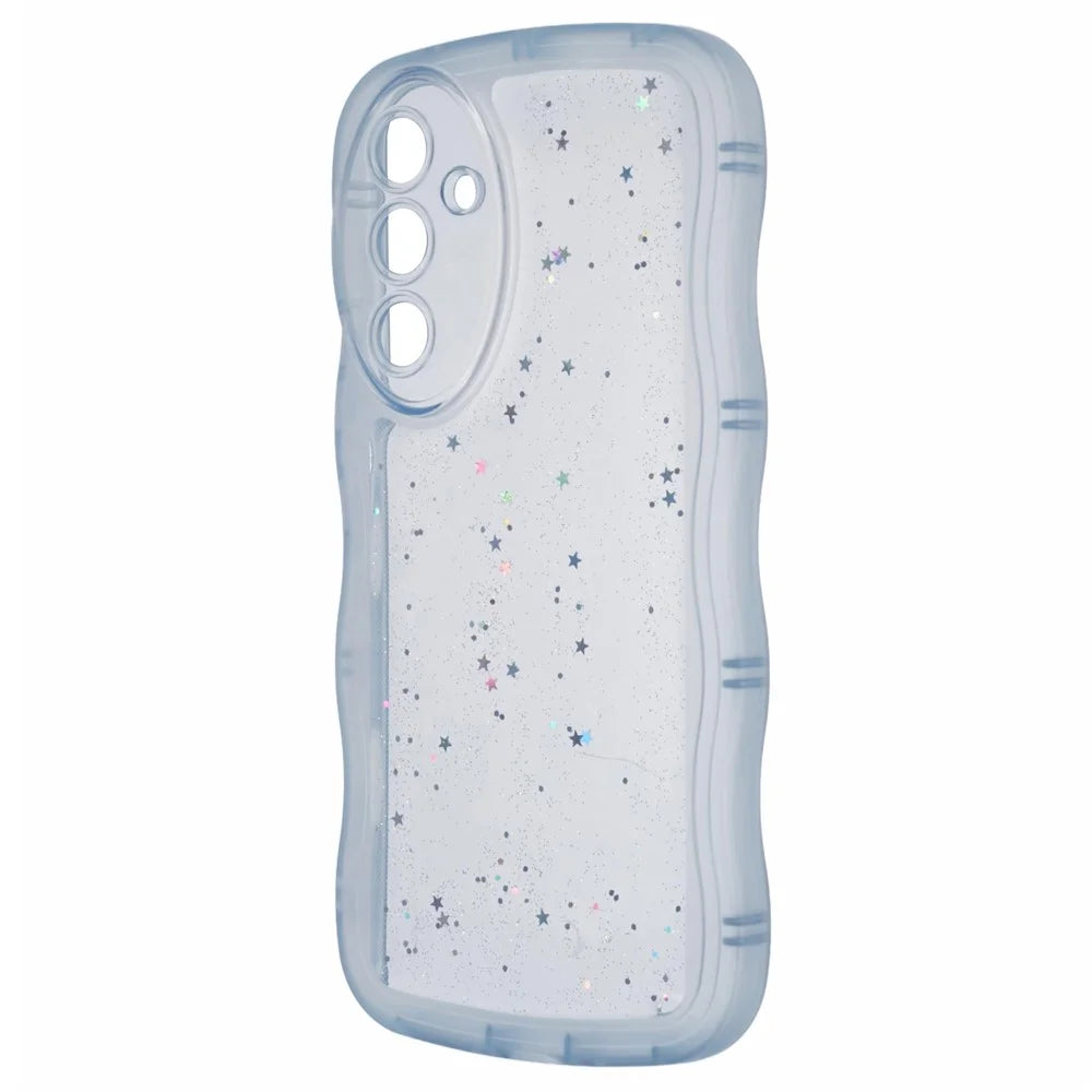 JTW Series for Samsung Galaxy A54 5G TPU Case Anti-scratch Epoxy Wavy Edge Back Phone Cover - Transparent Blue - 3