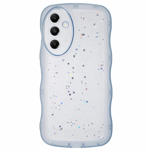 JTW Series for Samsung Galaxy A15 4G / A15 5G Protective Case Wavy Edge Epoxy TPU Phone Cover - Transparent Blue - 1