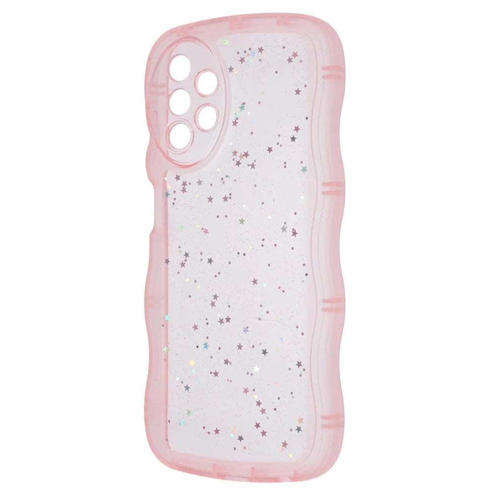 JTW Series for Samsung Galaxy A13 4G Case Wavy Edge Phone Cover TPU Phone Protective Shell - Transparent Pink - 3