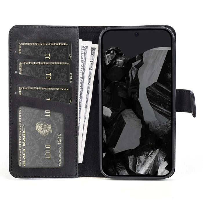 For Google Pixel 9 Pro XL Wallet Case PU Leather Color Splicing Cell Phone Cover - Black - 2