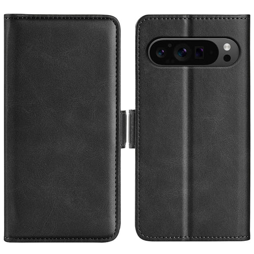 For Google Pixel 9 Pro XL Cell Phone Case Leather Wallet Phone Cover with Magnetic Clasp - Black - 1
