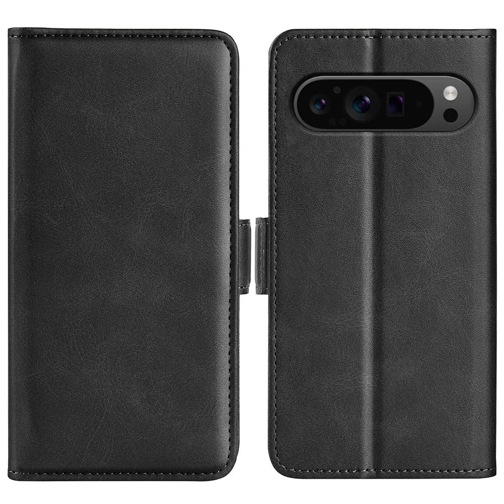 For Google Pixel 9 Pro XL Cell Phone Case Leather Wallet Phone Cover with Magnetic Clasp - Black - 1