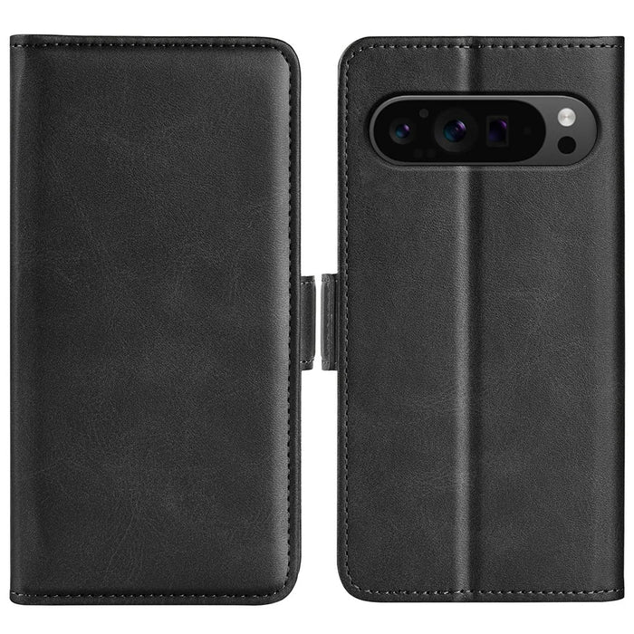 For Google Pixel 9 Pro XL Cell Phone Case Leather Wallet Phone Cover with Magnetic Clasp - Black - 1