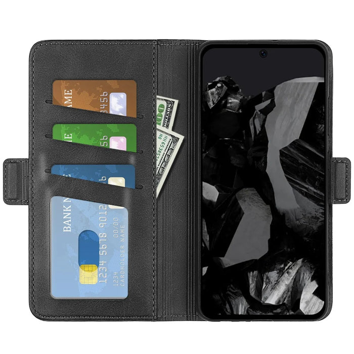 For Google Pixel 9 Pro XL Cell Phone Case Leather Wallet Phone Cover with Magnetic Clasp - Black - 2