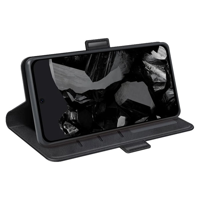 For Google Pixel 9 Pro XL Cell Phone Case Leather Wallet Phone Cover with Magnetic Clasp - Black - 3