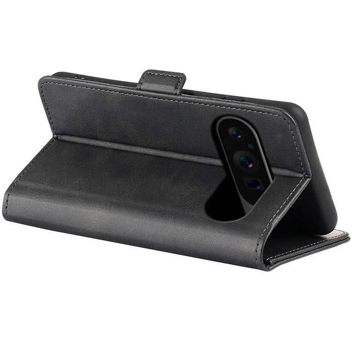 For Google Pixel 9 Pro XL Cell Phone Case Leather Wallet Phone Cover with Magnetic Clasp - Black - 4