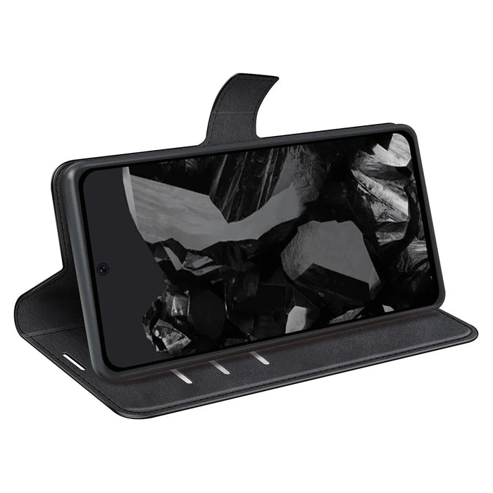 For Google Pixel 9 Pro XL Anti-Scratch Leather Case Calf Texture Phone Wallet Cover - Black - 3