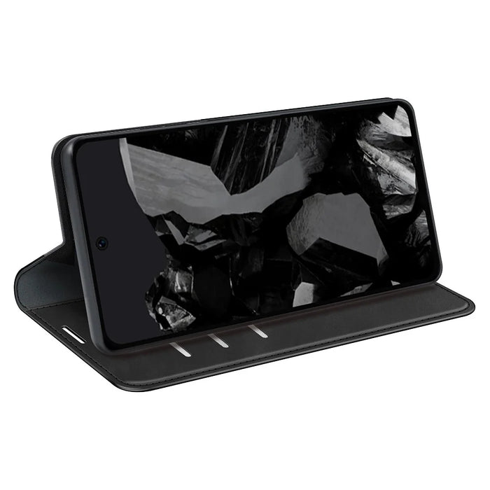 For Google Pixel 9 Pro XL Cell Phone Case Skin-Touch Magnetic Closing PU Leather Shockproof Cover - Black - 3