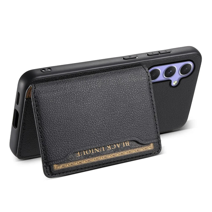 For Samsung Galaxy A54 5G Shockproof Case Card Slots TPU+PC+PU Kickstand Phone Cover - Black - 3