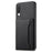 For Samsung Galaxy A70 Case Card Slots TPU+PC+PU Kickstand Phone Cover - Black - 1