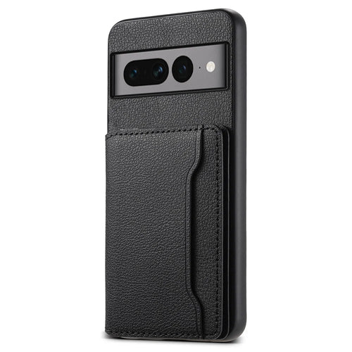 For Google Pixel 7 Pro 5G Magnetic Card Holder Phone Case Kickstand TPU+PC+PU Leather Cover - Black - 1