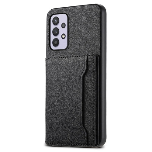 For Samsung Galaxy A32 5G Case 5 Card Slots Kickstand Bump Proof Phone Cover - Black - 1