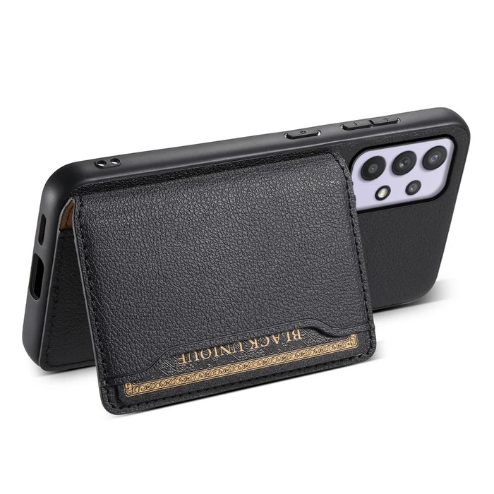 For Samsung Galaxy A32 5G Case 5 Card Slots Kickstand Bump Proof Phone Cover - Black - 3