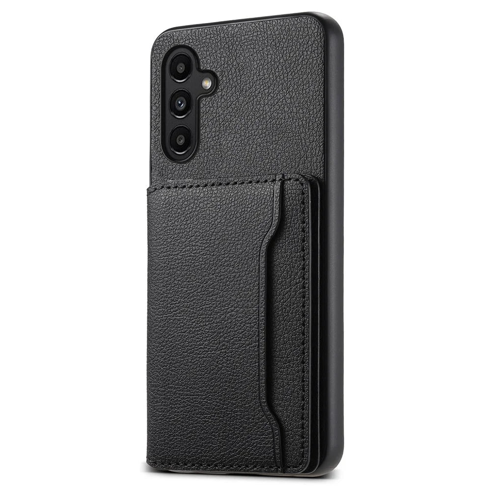 For Samsung Galaxy A13 5G Case TPU+PC+PU Kickstand Phone Cover with Card Slots - Black - 1