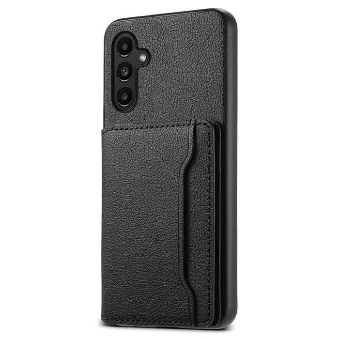 For Samsung Galaxy A13 5G Case TPU+PC+PU Kickstand Phone Cover with Card Slots - Black - 1