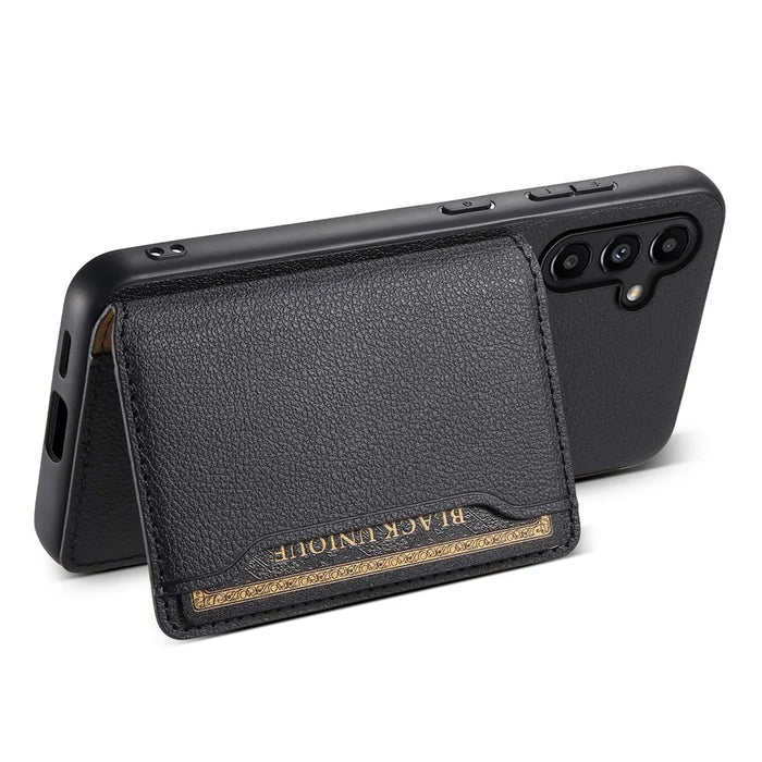 For Samsung Galaxy A13 5G Case TPU+PC+PU Kickstand Phone Cover with Card Slots - Black - 3