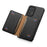 For Samsung Galaxy A33 5G Card Slots Case Kickstand TPU+PC+PU Phone Cover - Black - 4