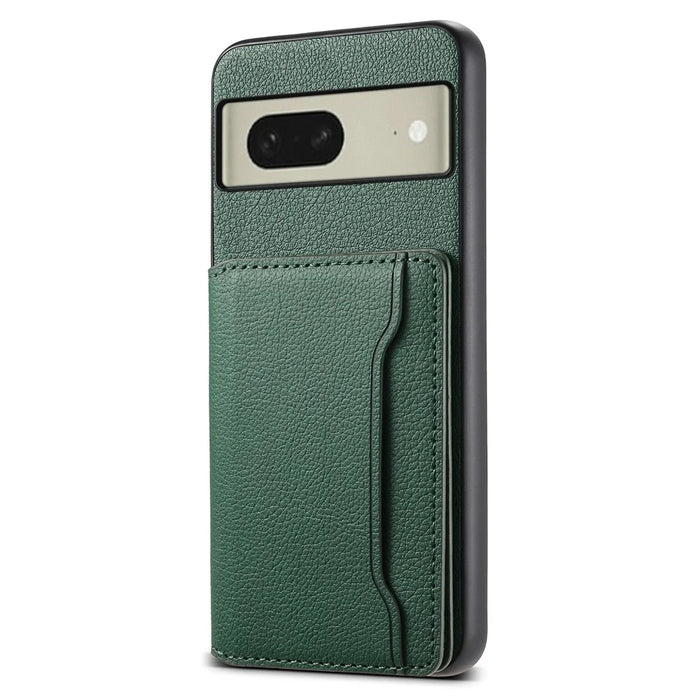 For Google Pixel 8 Case Calf Texture PU Leather Coated TPU+PC Mobile Phone Cover - Green - 1