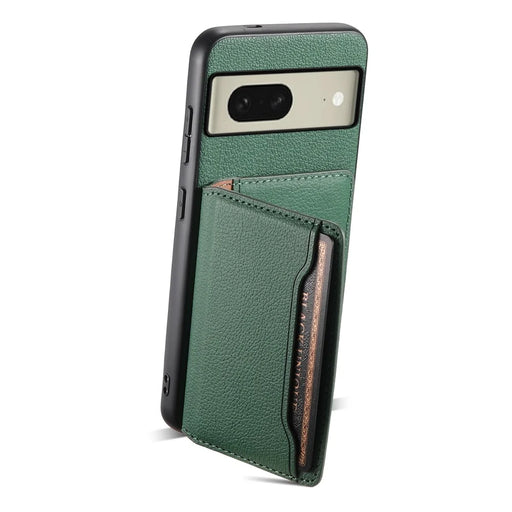 For Google Pixel 8 Case Calf Texture PU Leather Coated TPU+PC Mobile Phone Cover - Green - 2