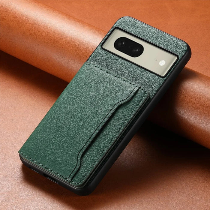 For Google Pixel 8 Case Calf Texture PU Leather Coated TPU+PC Mobile Phone Cover - Green - 6