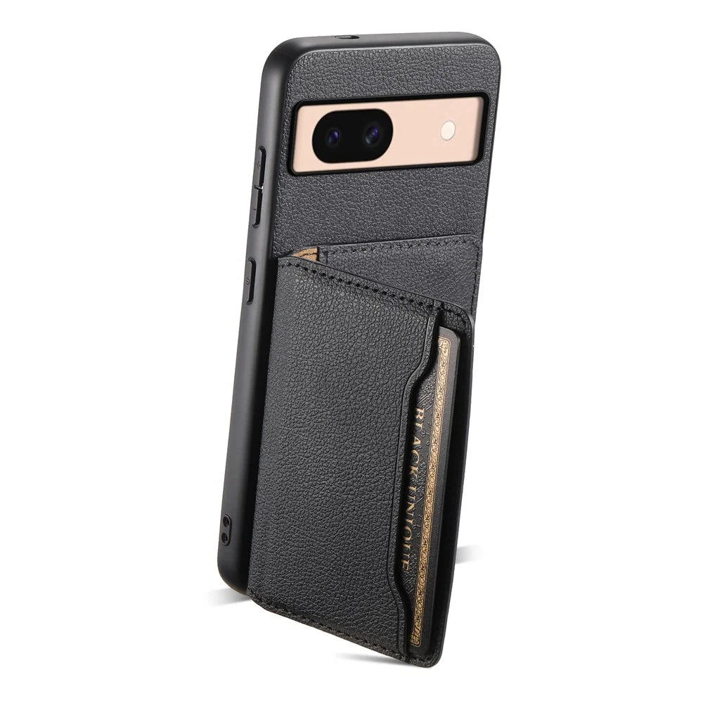 For Google Pixel 8a Slim-Fit Phone Case Card Slots Kickstand TPU+PC+PU Leather Cover - Black - 2