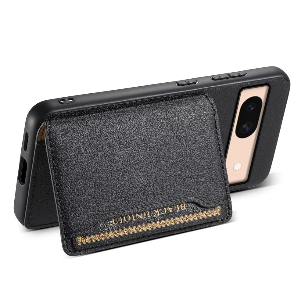 For Google Pixel 8a Slim-Fit Phone Case Card Slots Kickstand TPU+PC+PU Leather Cover - Black - 3
