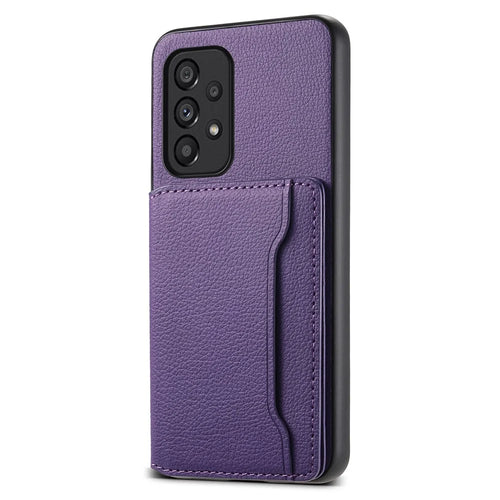 PC+TPU+PU Leather Case for Samsung Galaxy A53 5G Calf Texture Card Holder Kickstand Phone Cover Shell - Purple - 1