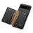 For Google Pixel 6a Cell Phone Case Calf Texture Leather+TPU+PC Card Holder Cover - Black - 4
