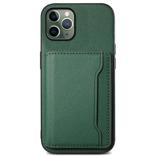 For iPhone 11 Pro Case Calf Texture PU Leather Card Slots Phone Cover - Green - 1