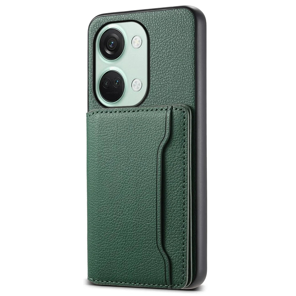 For OnePlus Ace 2V / Nord 3 5G Phone Case Leather+PC+TPU Card Slot Protective Shell - Green - 1