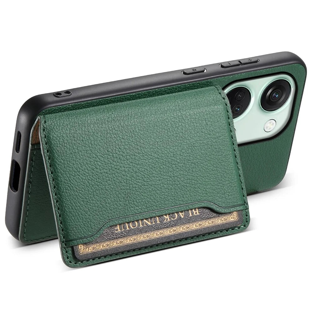 For OnePlus Ace 2V / Nord 3 5G Phone Case Leather+PC+TPU Card Slot Protective Shell - Green - 3