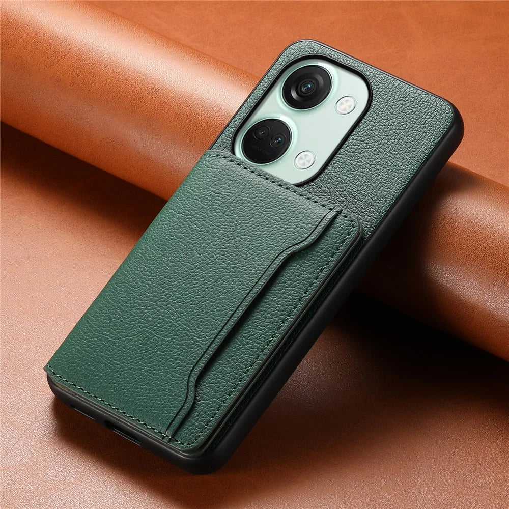 For OnePlus Ace 2V / Nord 3 5G Phone Case Leather+PC+TPU Card Slot Protective Shell - Green - 6