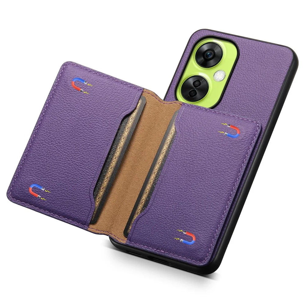 For OnePlus Nord CE 3 Lite 5G / Nord N30 5G Case PU Leather+PC+TPU Card Holder Phone Cover - Purple - 4